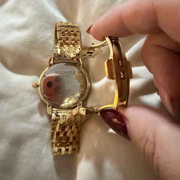 Michele Gold Tone Bracelet Watch with White Dial - Picture 3 of 6